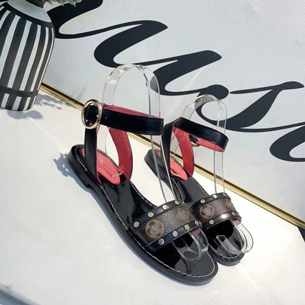

designer luxury sandals platform flat leather shoes luxury sandals with orange box size 35-41 women slippers on fashion shoes, Black