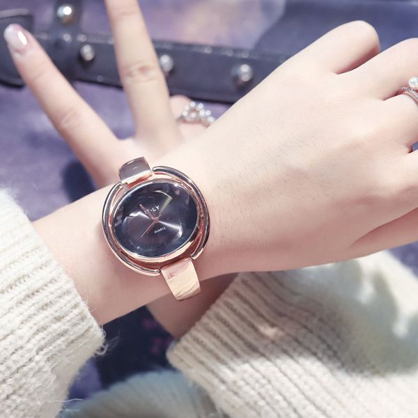 

women quartz watches classic large dial with bracelet alloy band fashion gift ll@17, Slivery;brown