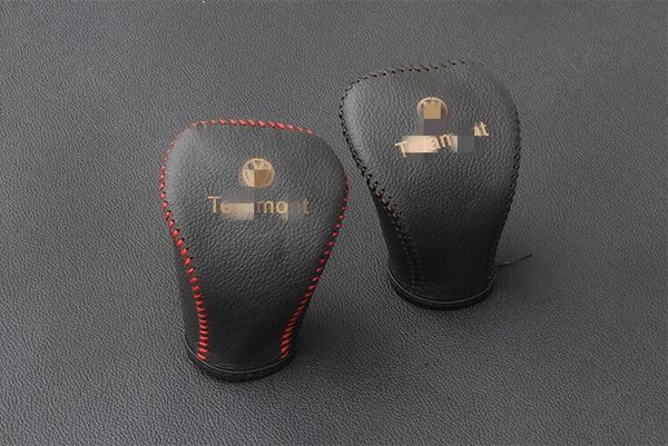 

black red line leather shift knob cover gear case shift knob shell fit for vw atlas teramont 2017 2018