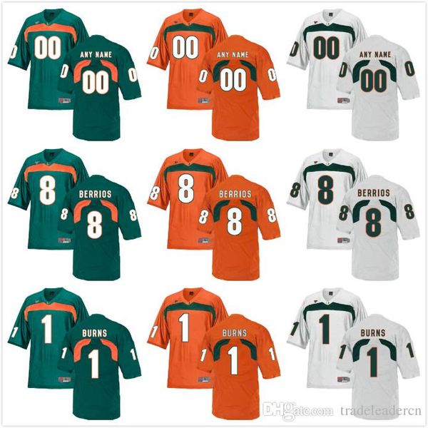 

Custom Mens Youth Miami Hurricanes Any Name Any Number Personalized Kids Man Home Away NCAA College Football Jerseys