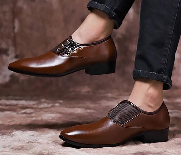 

business dress shoes spring and autumn new patent leather bright leather men's shoes british men's shoes, Black