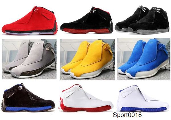 

18 toro red suede grey blue yellow orange suede men basketball shoes 18s bred og asg black white sneakers with box