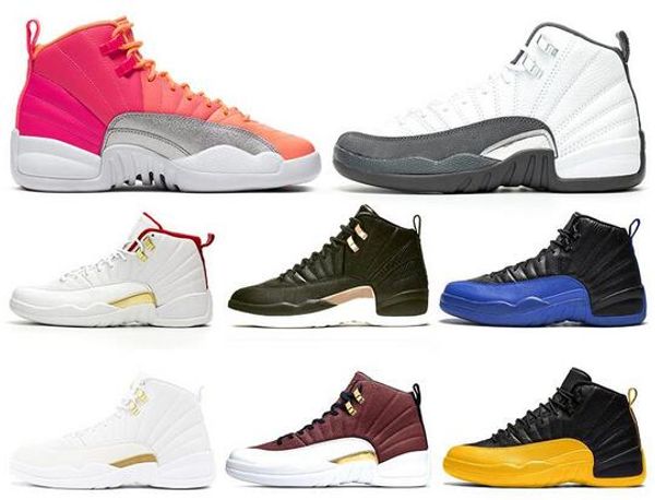 

new 12s dark grey game royal fiba game ball white playoff mens basketball shoes 12 blue french blue cny sneakers with box