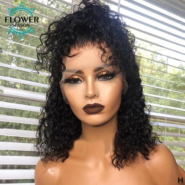 

13x6 deep part lace front wig curly human hair wigs pre plucked for women 130% 150% density brazilian remy hair flowerseason, Black;brown