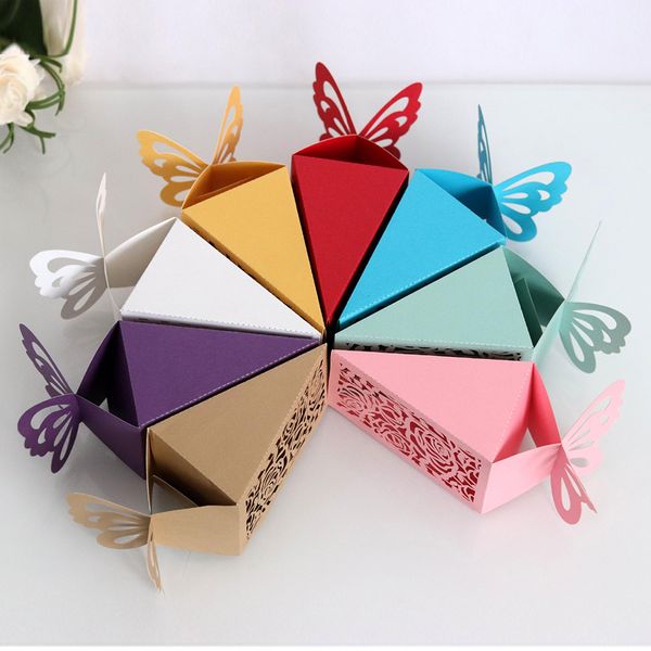 

50pcs delicate wedding candy box laser hollowed paper butterfly rose gift bags wholesale wedding gift engage party candy boxes