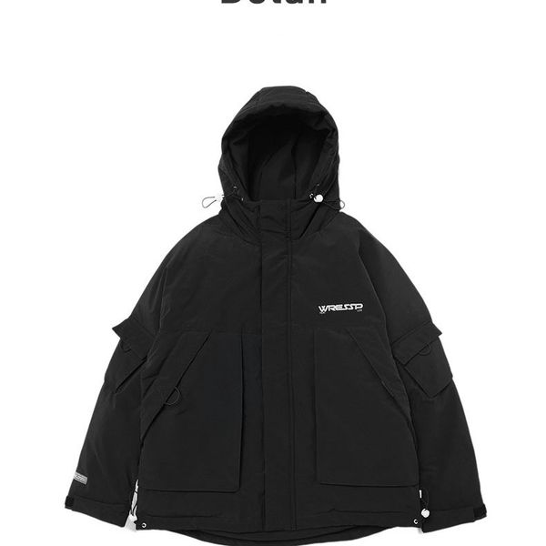 

mens designer down jackets fashion street style boys warm coat luxury womens hooded coats with pockets 2019 winter new 3 colors for couple, Black