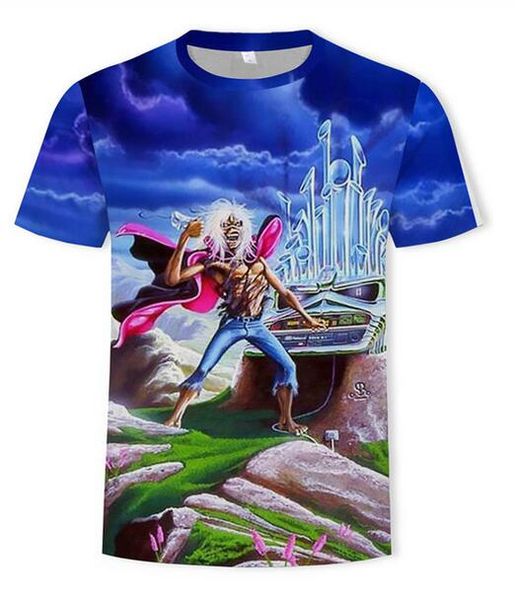 

summer style men women short sleeve shirt classic rock band skull head 3d digital print t-shirts for tees shirts loose casual tees, White;black