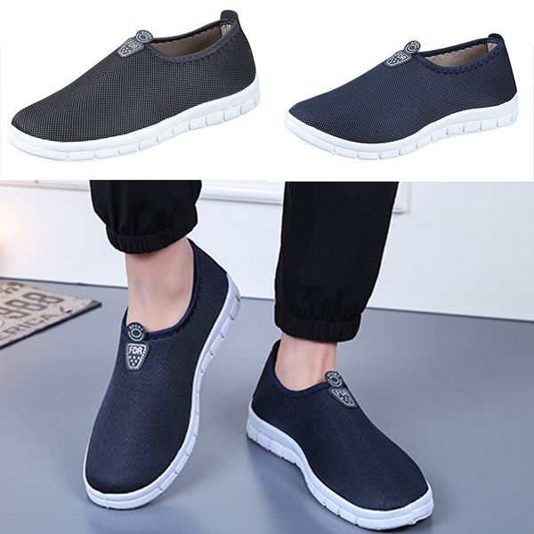 

muqgew breathable men's casual shoes slip-on sport shoes man plus size flat sneakers comfortable footwears loafers for men, Black