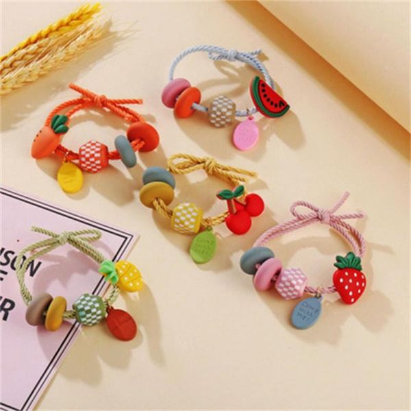 

ins fruit color head rope female cute girl tie head rubber band hair ring high elasticity bold leather case hair rope new Â, Slivery;white