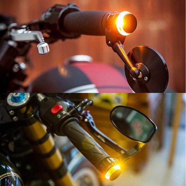 

1pcs motorcycle led hand grip bar end light accelerator bulb handlebar turn signal lamp yellow white two-tone dc 12v universal