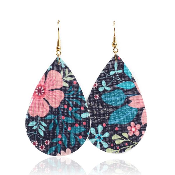 

cpop двухсторонняя искусственная кожа серьги для женщин цветок кулон капли воды серьги мода ювелирные изделия женские аксессуары поставки пр, Silver