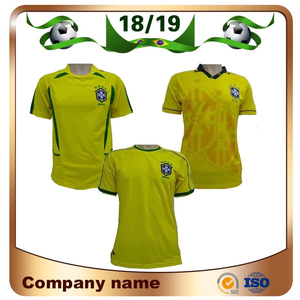 

1994 retro edition brazil soccer jersey 1998 world cup brazil home soccer shirt 2002 world cup brazil football uniforms sale, Black;yellow