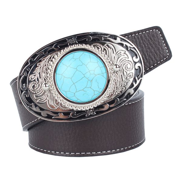 

women men waist belt leather belts waist strap turquoise buckle waistband western cowboy style party dress decor, Black;brown