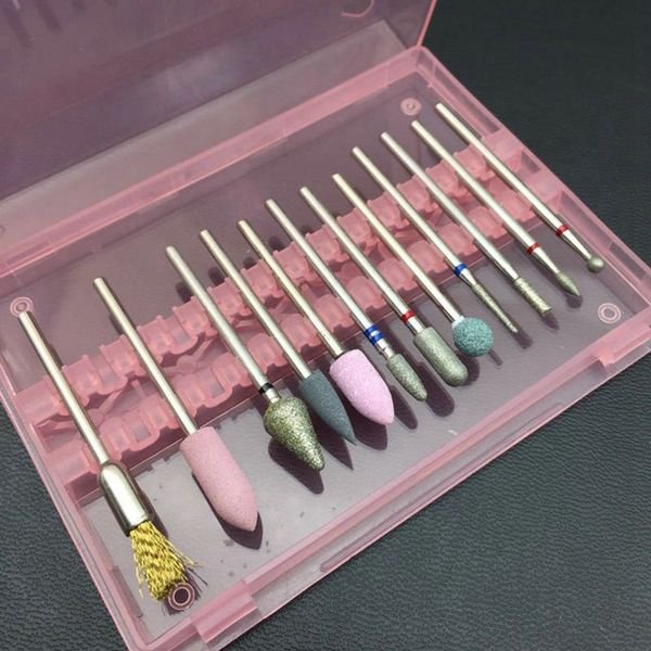 

12pcs diamond burr nail drill bit cutter for manicure cleaning electric machine accessory polishing nail tools set fits file