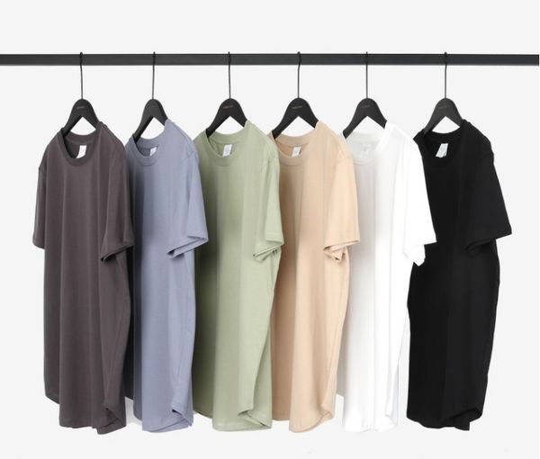 

6 colors summer mens designer t shirts high street ins solid color oversize loose women couples base t-shirt fashion short sleeve casual, White;black