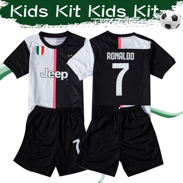 

Kid kit 2019 7 ronaldo home occer jer ey 19 20 10 dybala 4 de ligt football hirt boy football uniform with pant, Black;yellow