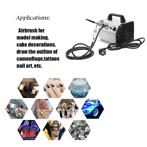 

air compressor set power tool portable spray pump pen art painting tattoo craft cake spray model beautiful airbrush kits