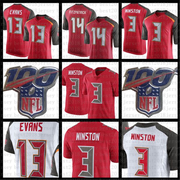 

14 Райан Фицпатрик Tampa Bay Джерси 3 Джеймис Уинстон Buccaneer 13 Майк Эванс трикотажные изделия футбола ЦВЕТ RUSH сотых