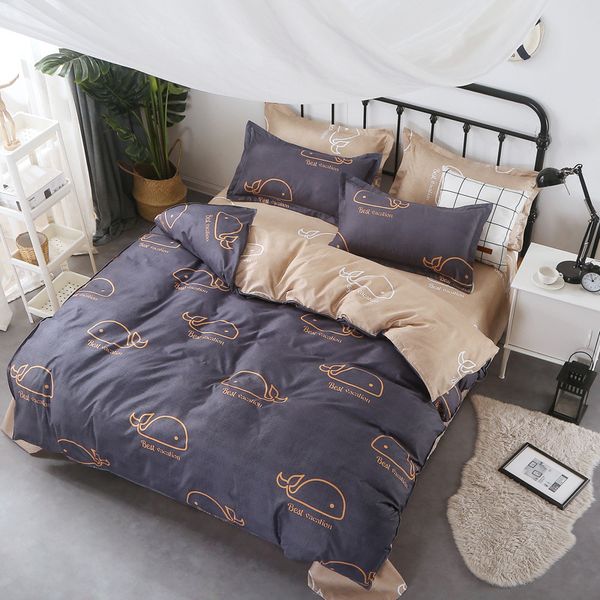 

elastic rubber 4pcs bedding set duvet cover + fitted sheet +pillowcase new star bedclothes home pineapple bed