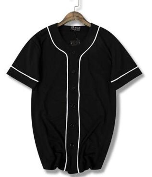 

new 2019 hip hop black and white line quick-drying t-shirt baseball uniform short-sleeved jersey good quality, Blue;black