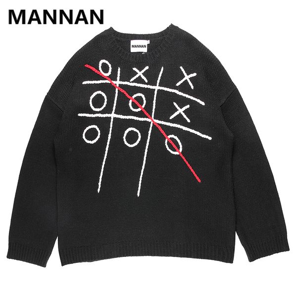 

retro streetwear men sweaters funny bingo pattern hip hop harajuku cotton oversize autumn new fashion man's pullover sweaters, White;black