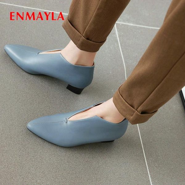 

enmayla square heel pointed toe shoes women designers casual slip-on pumps women shoes mules fashion ladies, Black