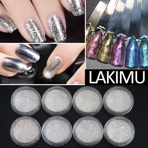 

lakimu 1g rainbow shiny mirror nail glitter chrome nail art dust shine gel polish decoration manicure glitters for nails, Silver;gold