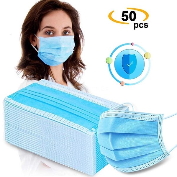 

adultren's party flatthree layer non woven pure blue dust proof fog and mist student mask 87tl