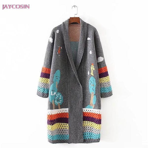 

jaycosin 2020 sweater ladies long sleeve casual solid autumn winter loose medium length sweater coat manteau femelle drop #1214, White