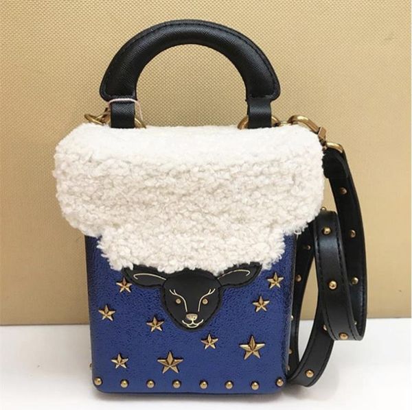

sell end vintage small pu bag cute sheep design handbag with fur handbags women bags