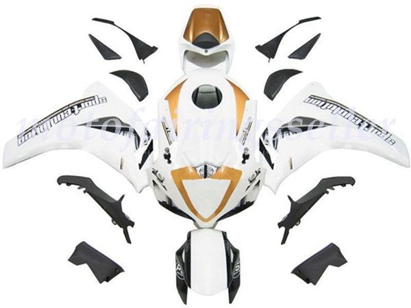 

oem quality new abs full fairings kits fit for honda cbr1000rr (2008 2009 2010 2011) cbr1000rr 08 09 10 11bodywork set white gold
