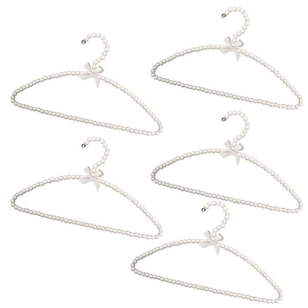 

pack of 5, 30cm pearl clothes rack coat hanger trouser dress hanger traceless holder grip white