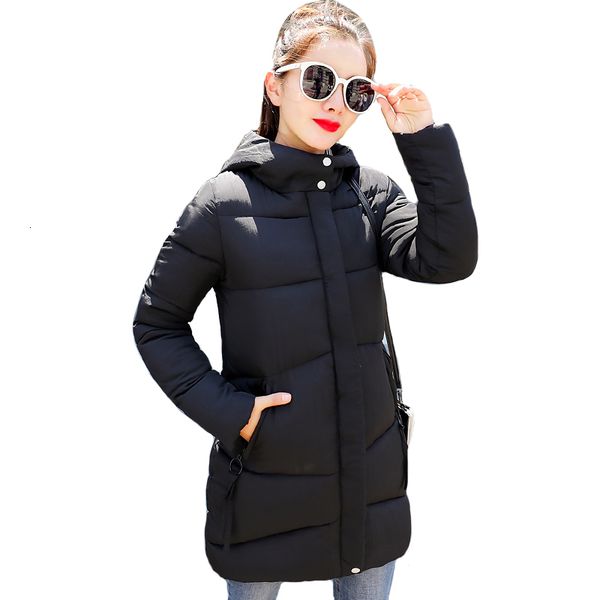 

women's informal winter coat cotton long paka women's coat, Black