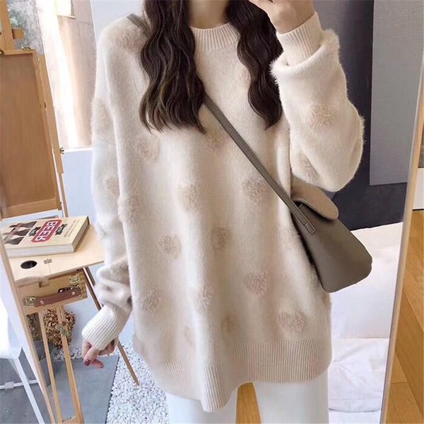 

heart pattern knit pullover sweater women jumper pullovers winter korean kawaii cute long sleeve fluffy sweater female yellow, White;black