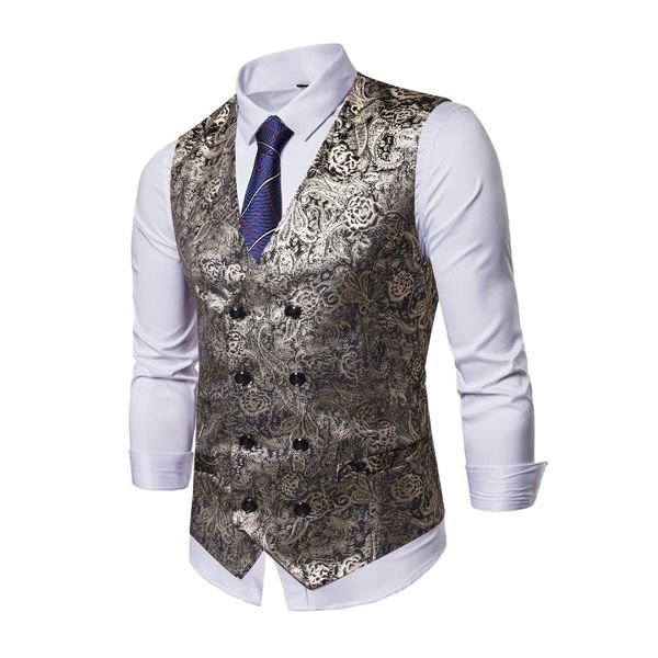 

slim printed men vest gilet homme wedding party waistcoat formal dress suit for men steampunk sleeveless clothes club vests, Black;white