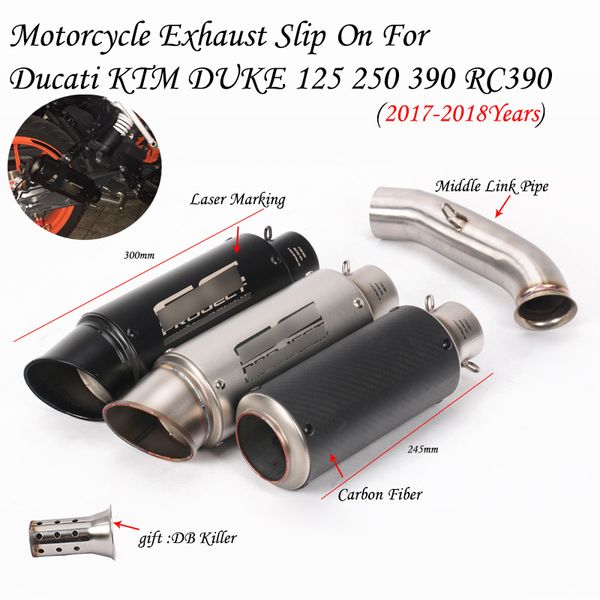 

motorcycle gp exhaust system muffler escape moto modified middle link pipe slip on for duke 125 250 390 rc390 2017 2018 2019