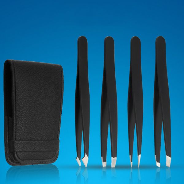 

2018 new portable stainless steel eyebrows precision tweezers hair removal tweezer beauty makeup tools 4pcs/set