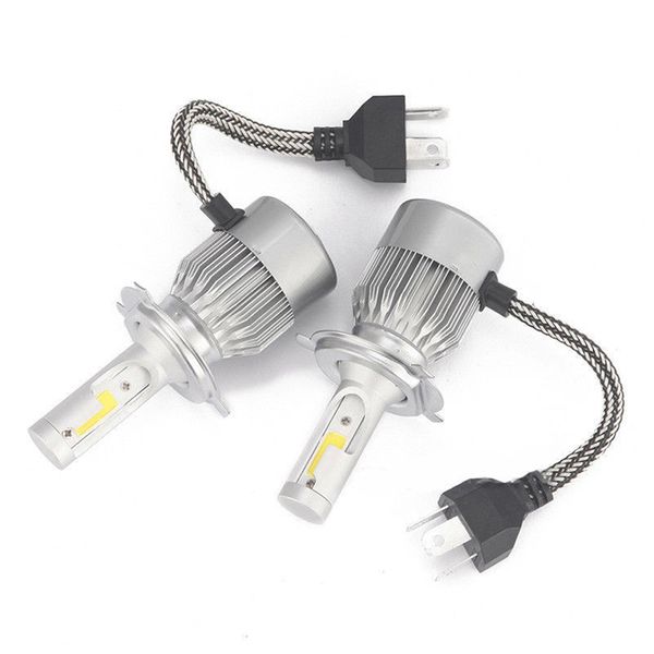 

2 pcs cob h4 c6 3800lm 36w led car headlight kit hi/lo turbo light bulbs 6000k
