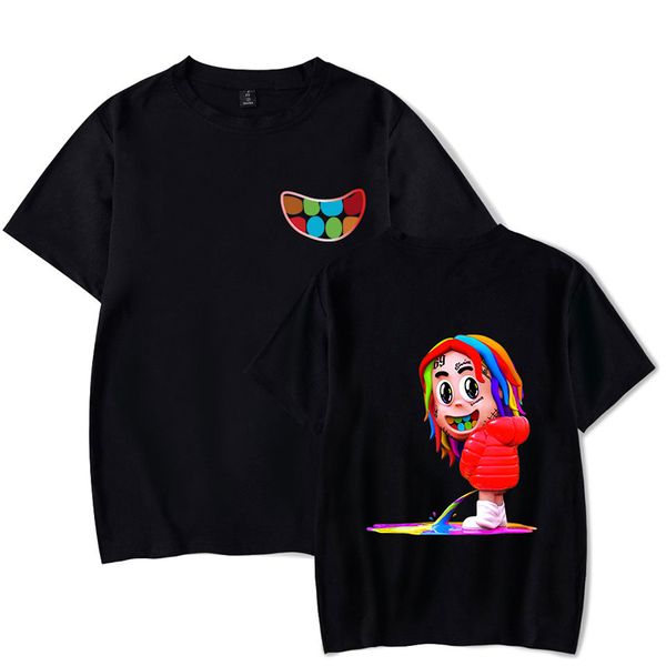 

2020 new casual street style 6ix9ine hip hop summer t-shirts sport men /women black fashion tee shirt short sleeve, White;black