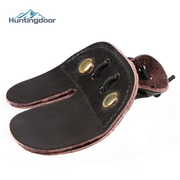 

red-brown cowhide finger protection guard archery hunting targeting recurve bow protect glove outdoor sports shooting, Black;red