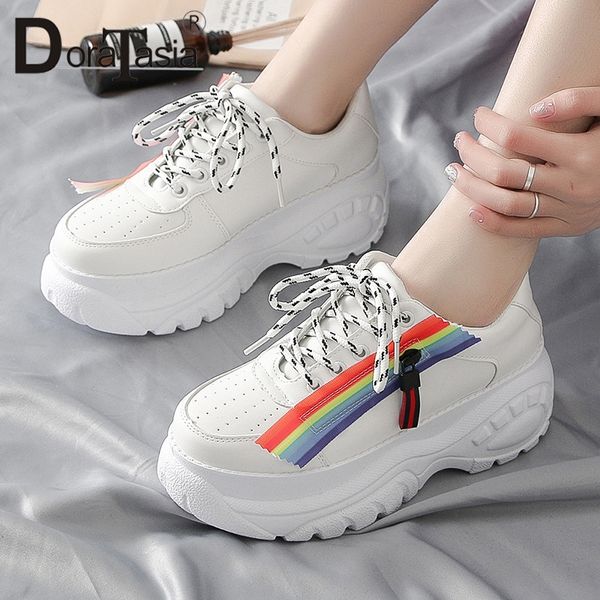 

doratasia 2019 spring new ins rainbow colored sneakers women fashion high dad shoes large size 36-41 women shoes woman, Black