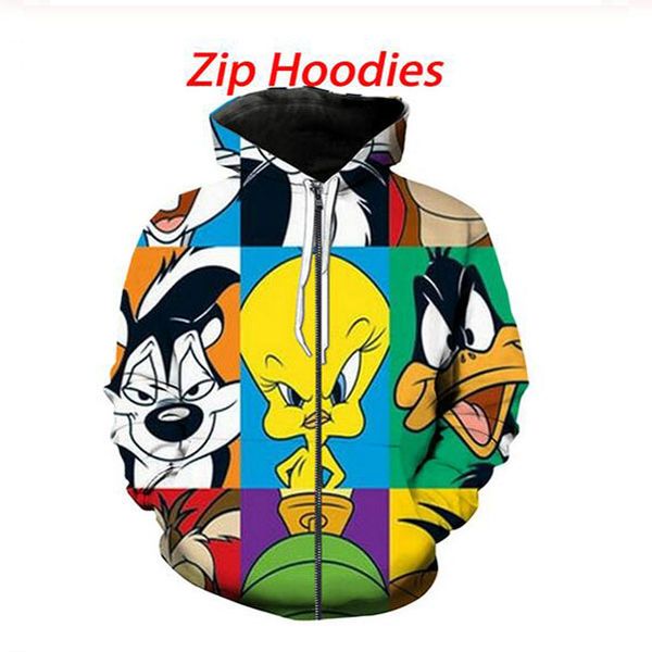 Mens Womens Designer Hoodies Brasão dos desenhos animados Looney Tunes Moda Tops manga longa jaqueta de inverno por Mulheres asiático Masculino Tamanho S-7XL AA01