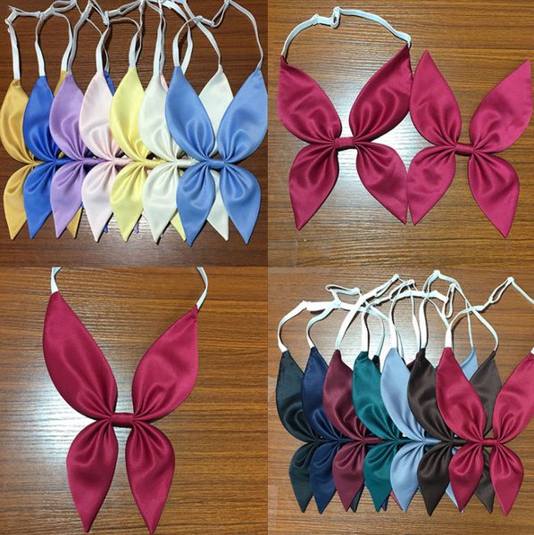 

100pcs jk uniform clothes goldfish knot triangle pure color bow tie bowtie, Black;blue