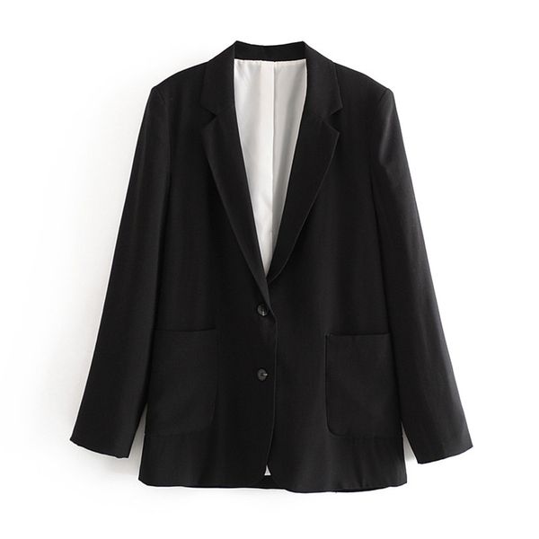 

women solid color suit blazer jacket long sleeve loose coat office lady work style suit single button blazer, White;black