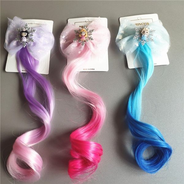 Schöne Prinzessin Bogen Haarnadel Cosplay Requisiten für Kinder Kunsthaar Kopfbedeckung Party Farbe Perücke Party Favor Haarverlängerungen T2I51067