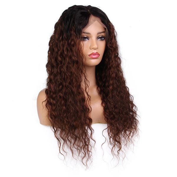 

curly wig full lace wig pre plucked with baby hair ombre color brazilian lace front human hair wigs, Black