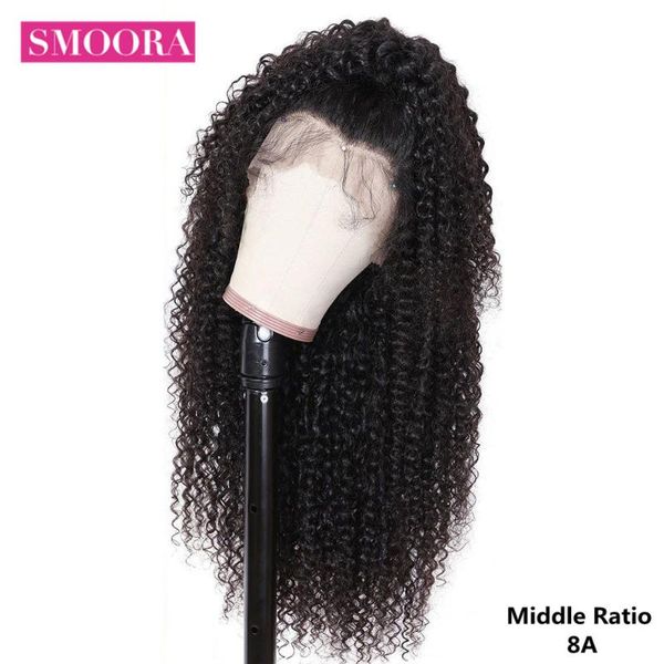 

lace wigs kinky curly 13x4 front human hair pre plucked with baby natural hairline wig 150% density malaysian remy hai, Black;brown