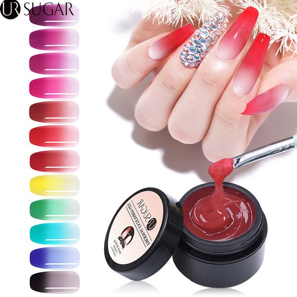 

ur sugar 15ml thermal quick building uv gel acrylic poly extension gel nail tips uv builder soak off nail art polish varnish, Red;pink