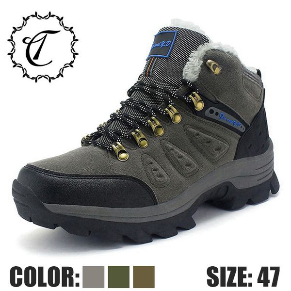 

catrica plus size green gray 2019 designer casual fashion luxury snow men shoes high flat brand waterproof boots 058, Black