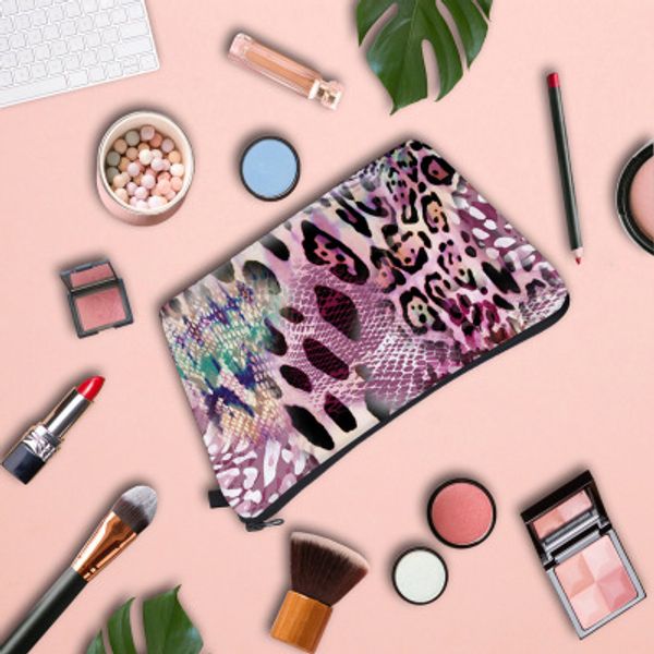 

женская дизайнер сцепление leopard-печать яркого cosmetic bag ladies многофункционального путешествие отделки хранение сумки для девочки пар